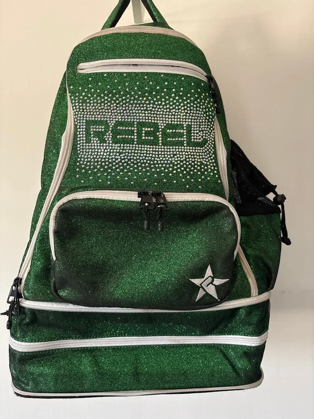 Lucky Green Rebel Dream Bag Plus Cheerleading Backpack Sparkly Glitter Crystals